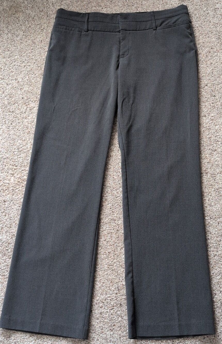 AB Studio Magic-Waist Straight-Leg Dress Pants Women's 14 CHARCOAL Grey